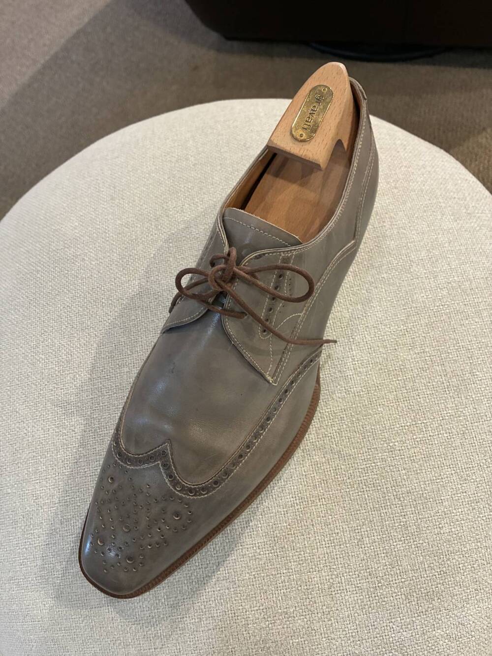 NEW GRAVATI men's wingtip brogue dress shoe in denim